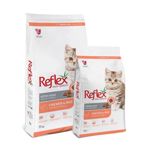 غذای خشک بچه گربه با طعم مرغ و برنج برند رفلکس Reflex Kitten Chicken & Rice