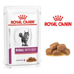 پوچ گربه رنال با طعم گوشت گاو برند رویال کنین Royal Canin Renal Beef