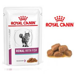 پوچ گربه مدل رنال با طعم ماهی برند رویال کنین Royal Canin Renal Fish